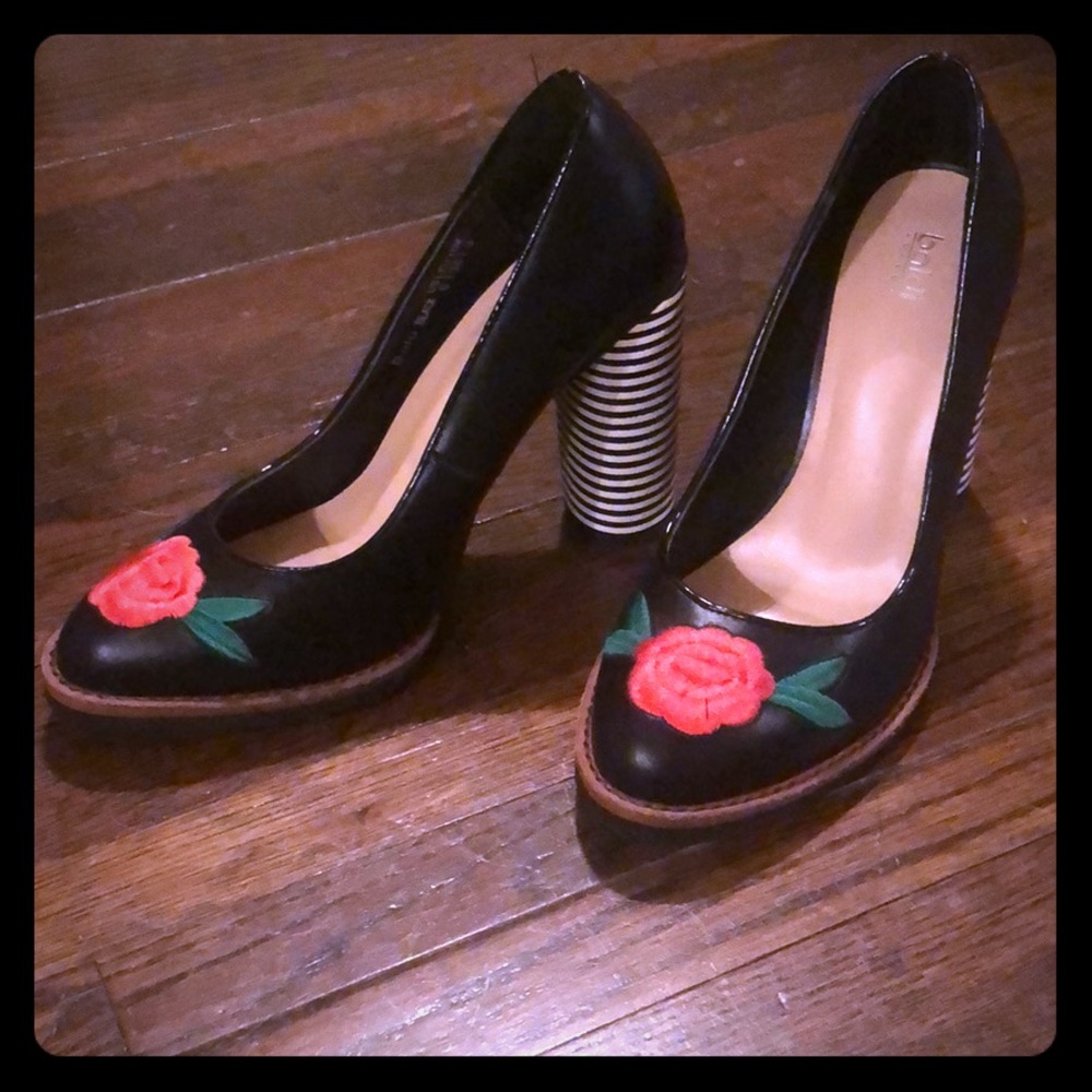 Baldi London Black floral stripe heel